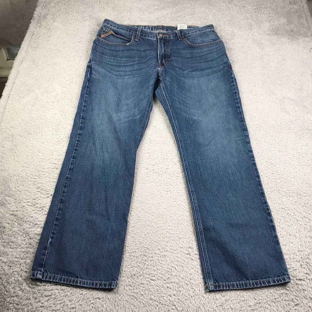 Ariat M4 Low Rise Boot Jeans Mens 35 (37x30) Blue Western‎ Cowboy Work Denim